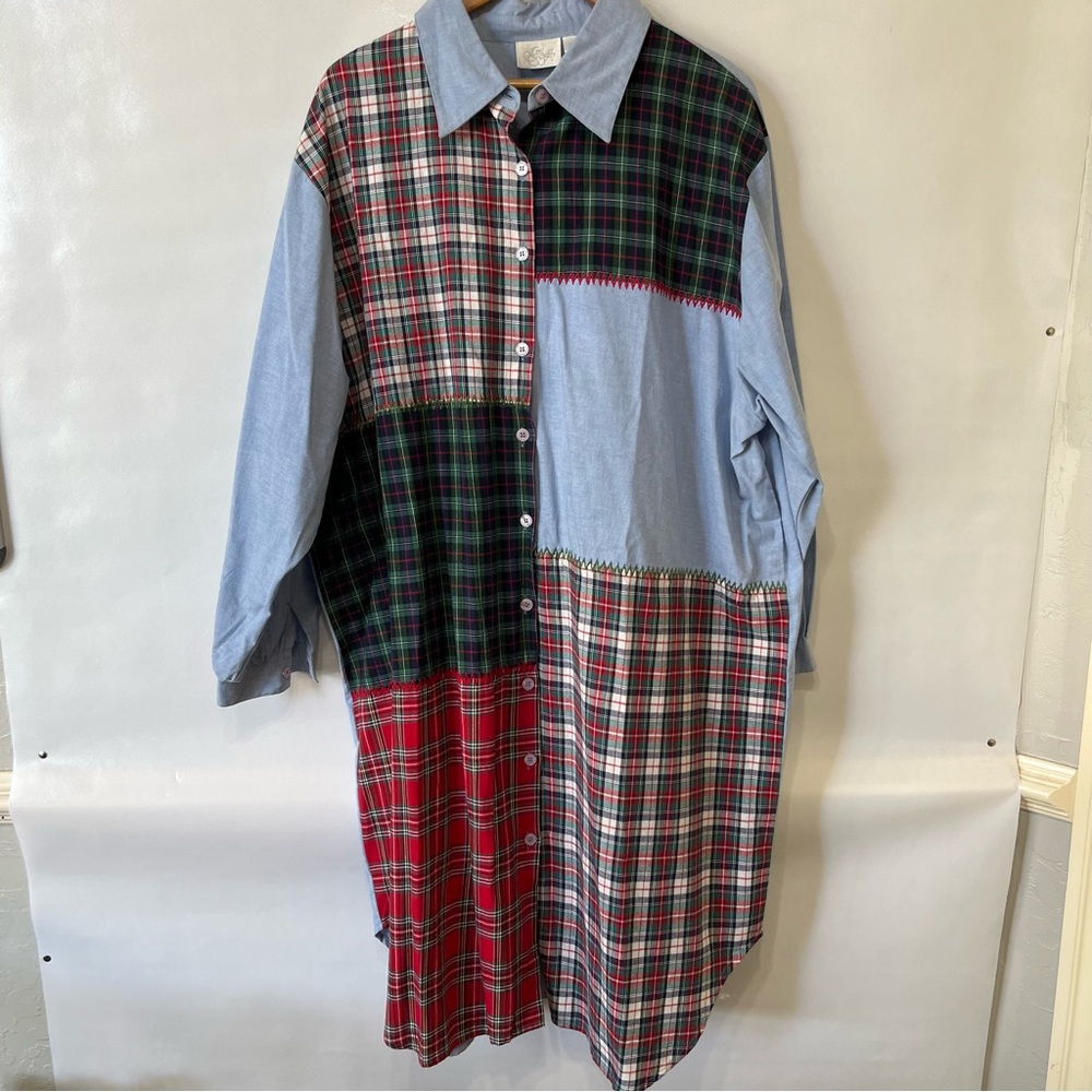 Plaid Patchwork Tunic Shirt